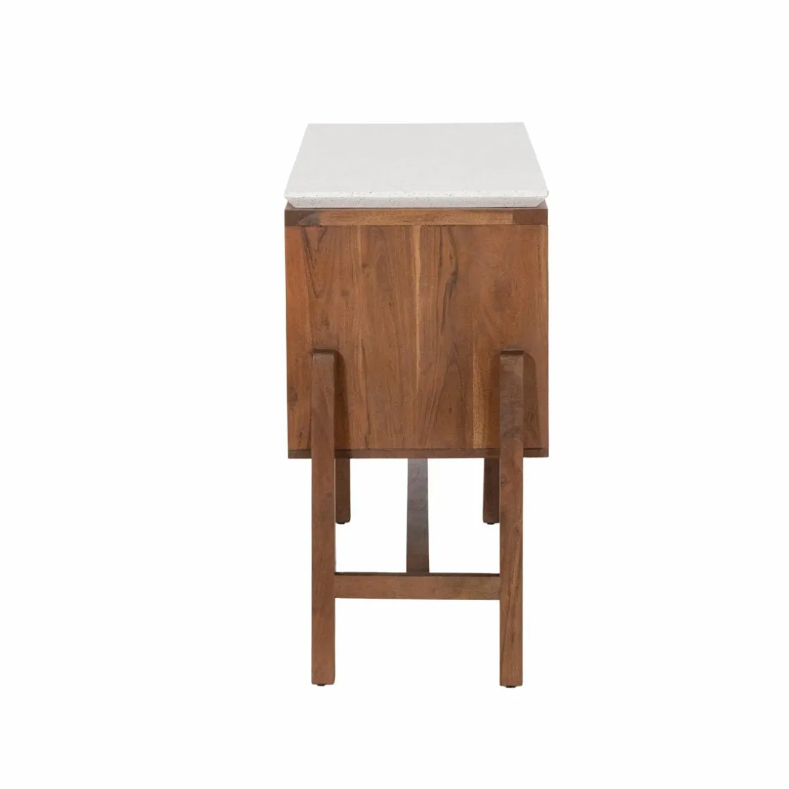 Made in Meubles Buffet|Meuble Sous Vasque<Buffet haut en bois d'acacia et terrazzo Kaelis