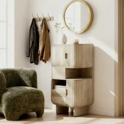 Made in Meubles Buffet<Buffet haut en bois de manguier clair Yoni