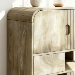 Made in Meubles Buffet<Buffet haut en bois de manguier clair Yoni