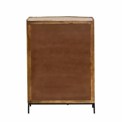 Made in Meubles Buffet<Buffet haut en bois de manguier clair et travertin Josh