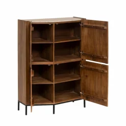 Made in Meubles Buffet<Buffet haut en bois de manguier et travertin Azure