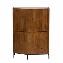 Made in Meubles Buffet<Buffet haut en bois de manguier et travertin Azure