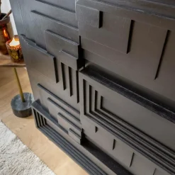 Made in Meubles Buffet<Buffet haut en bois de manguier noir Tristan