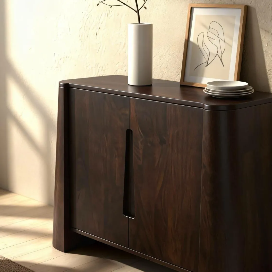 Made in Meubles Buffet<Buffet haut en bois de manguier foncé Liriel