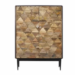 Made in Meubles Buffet<Buffet haut en métal et bois de manguier Célia