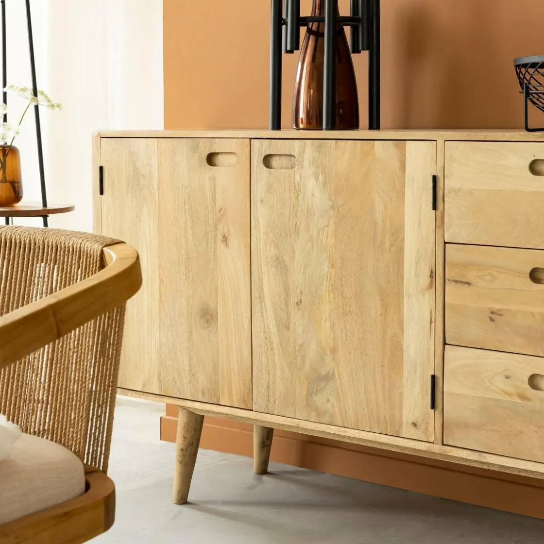 Made in Meubles Buffet|Meuble Sous Vasque<Buffet long en bois de manguier Rowene