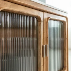 Made in Meubles Buffet|Meuble Sous Vasque<Buffet vitré en bois d'acacia et marbre Emyr