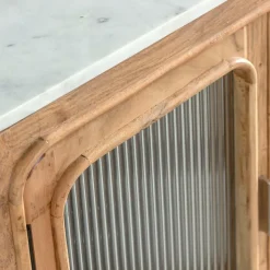 Made in Meubles Buffet|Meuble Sous Vasque<Buffet vitré en bois d'acacia et marbre Emyr