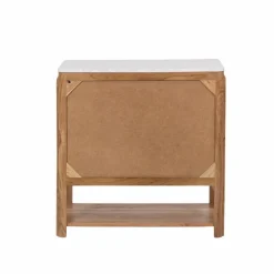 Made in Meubles Buffet|Meuble Sous Vasque<Buffet vitré en bois d'acacia et marbre Emyr