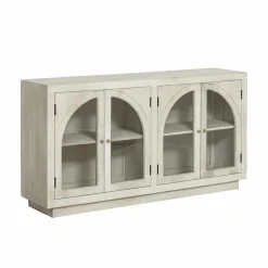 Made in Meubles Buffet<Buffet vitré en bois de manguier blanchi Miliam