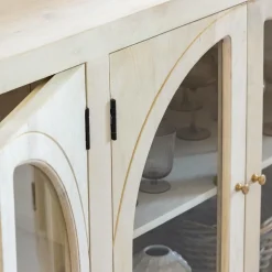 Made in Meubles Buffet<Buffet vitré en bois de manguier blanchi Miliam