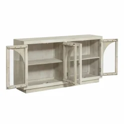 Made in Meubles Buffet<Buffet vitré en bois de manguier blanchi Miliam