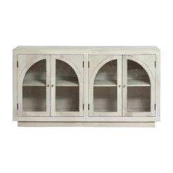 Made in Meubles Buffet<Buffet vitré en bois de manguier blanchi Miliam