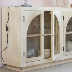 Made in Meubles Buffet<Buffet vitré en bois de manguier blanchi Miliam