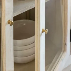 Made in Meubles Buffet<Buffet vitré en bois de manguier blanchi Miliam