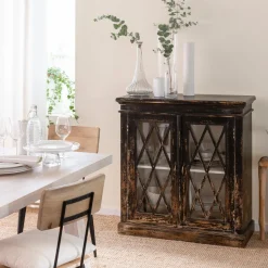 Made in Meubles Buffet|Vitrine<Buffet vitrine en bois de manguier êve