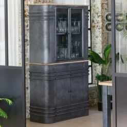 Made in Meubles Buffet|Vaisselier<Buffet vitrine en métal Locker