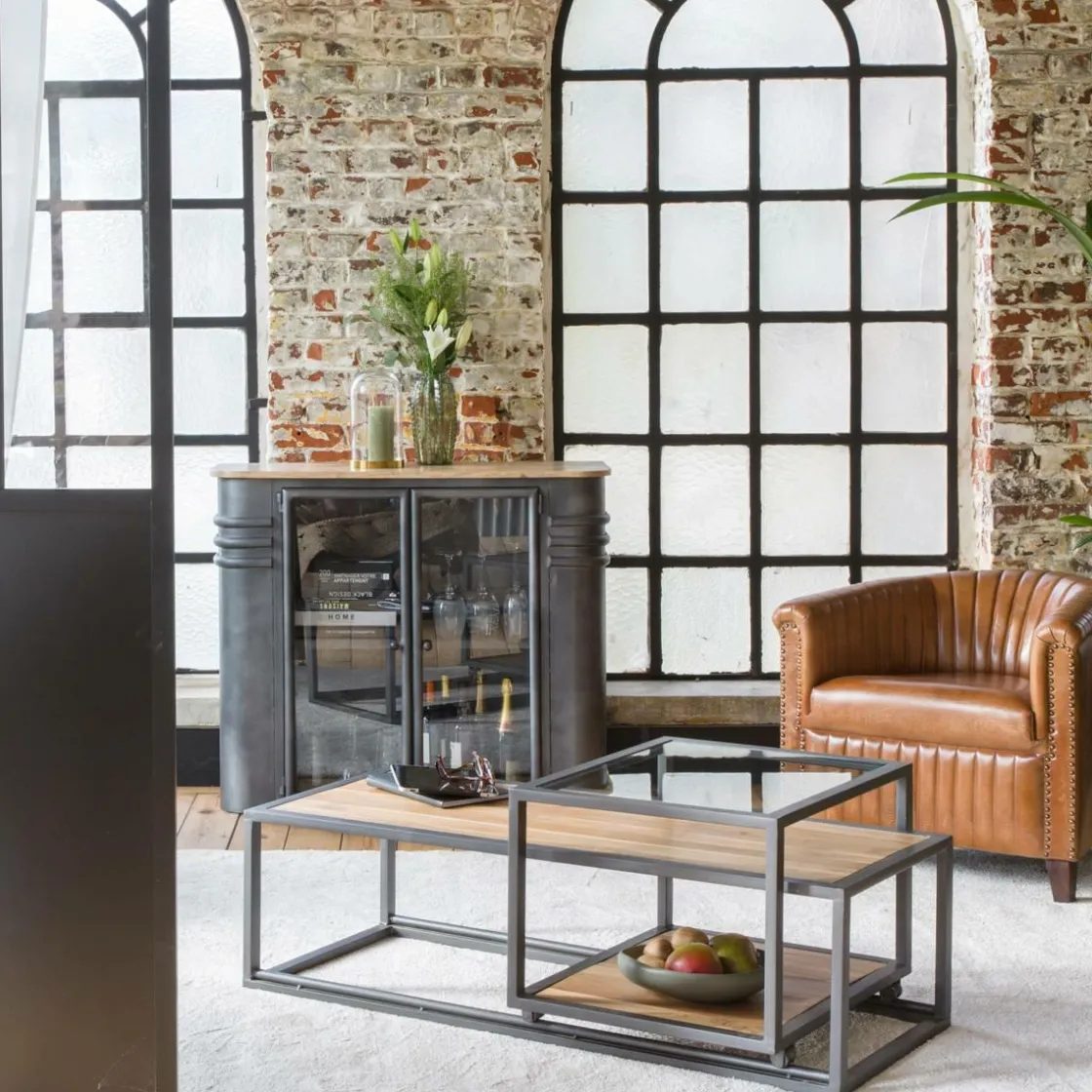 Made in Meubles Buffet|Vaisselier<Buffet vitrine en métal Locker