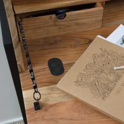 Made in Meubles Bureau<Bureau secrétaire en bois d'acacia et métal Milo