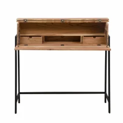 Made in Meubles Bureau<Bureau secrétaire en bois d'acacia et métal Milo