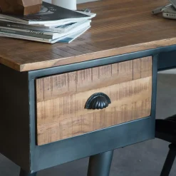 Made in Meubles Bureau<Bureau voiture en métal gris foncé Tata