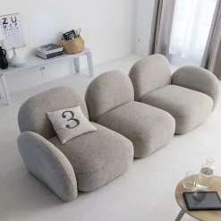 Made in Meubles Canapé<Canapé 3 modules en tissu bouclette gris Calya