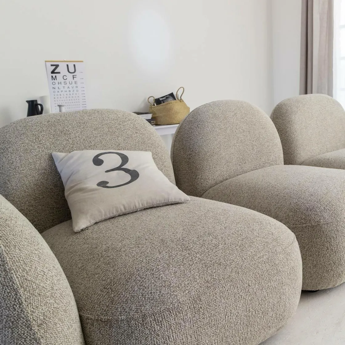 Made in Meubles Canapé<Canapé 3 modules en tissu bouclette gris Calya