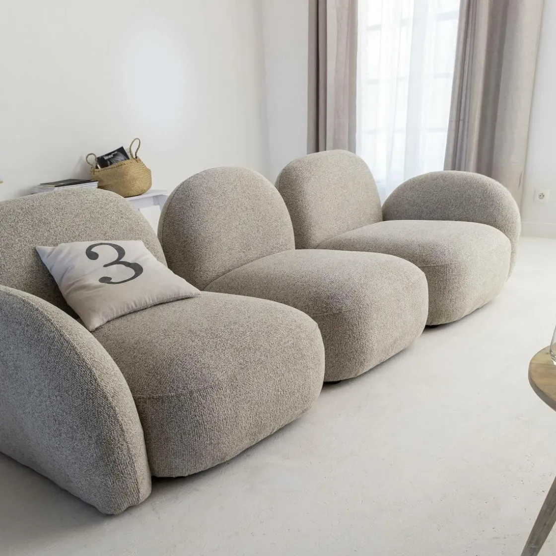 Made in Meubles Canapé<Canapé 3 modules en tissu bouclette gris Calya