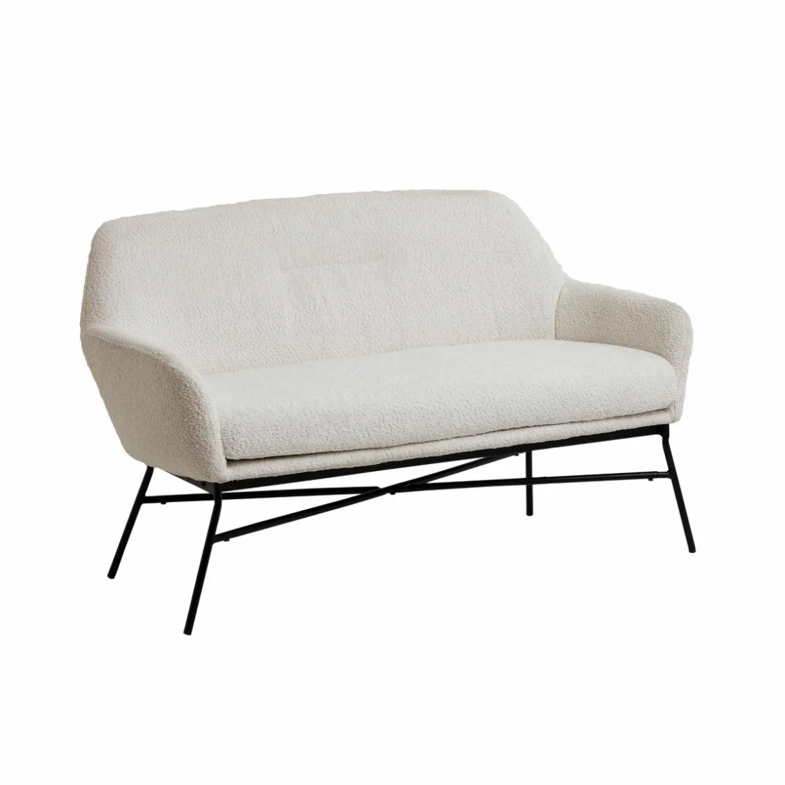 Made in Meubles Canapé<Canapé blanc confort en tissu bouclette 2 places Amandine