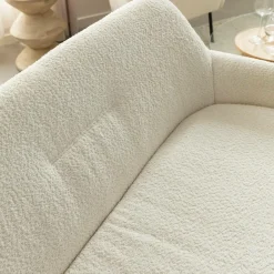 Made in Meubles Canapé<Canapé blanc confort en tissu bouclette 2 places Amandine