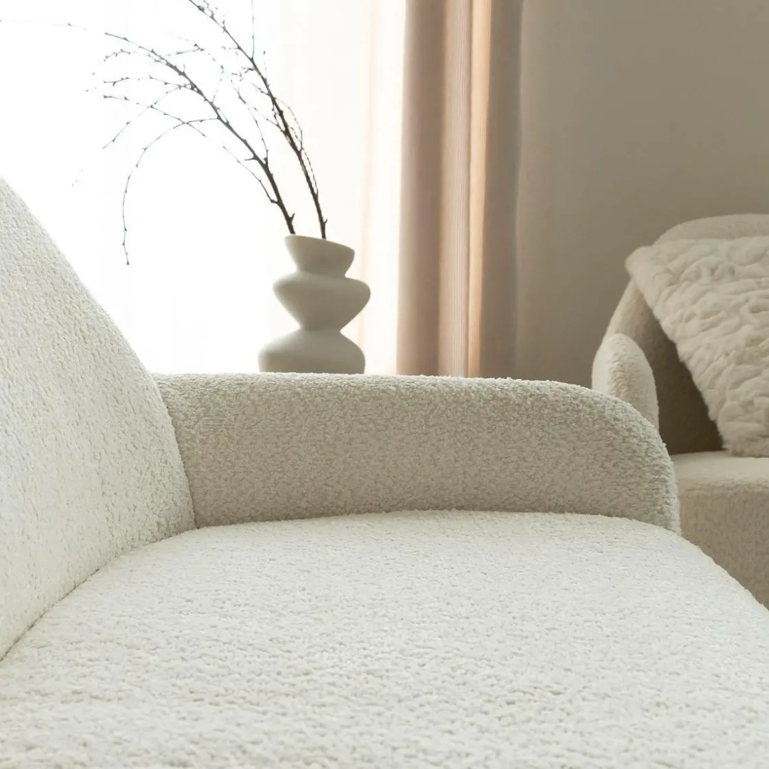 Made in Meubles Canapé<Canapé blanc confort en tissu bouclette 2 places Amandine