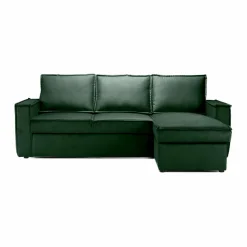 Made in Meubles Canapé<Canapé d'angle droit convertible 4 places en tissu vert Paris