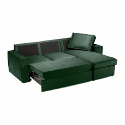Made in Meubles Canapé<Canapé d'angle droit convertible 4 places en tissu vert Paris