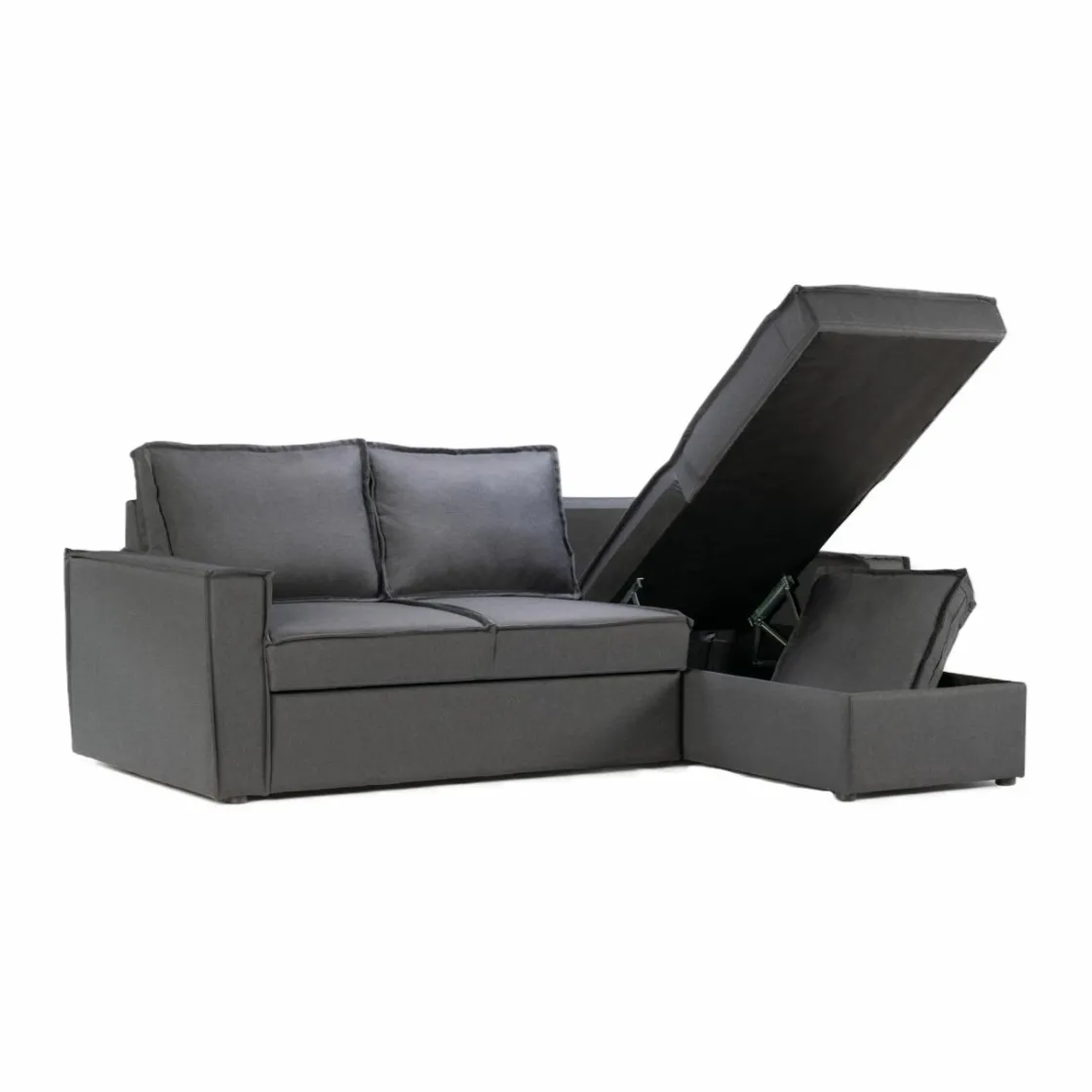 Made in Meubles Canapé<Canapé d'angle droit convertible 4 places en tissu gris Paris