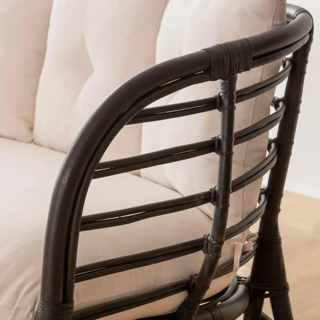 Made in Meubles Canapé<Canapé en rotin noir 2 places Anissa