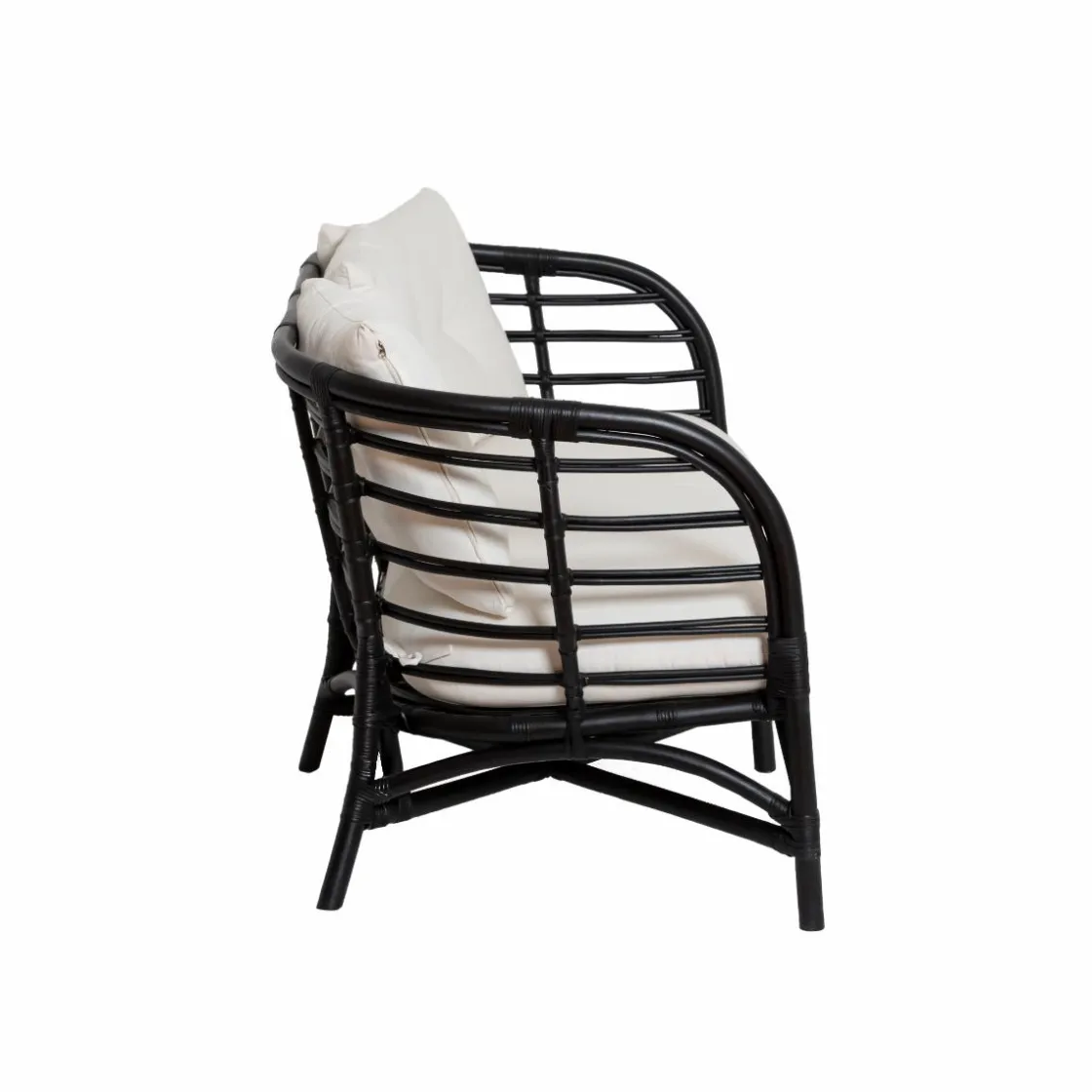 Made in Meubles Canapé<Canapé en rotin noir 2 places Anissa