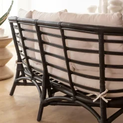 Made in Meubles Canapé<Canapé en rotin noir 2 places Anissa