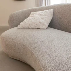 Made in Meubles Canapé<Canapé en tissu bouclette gris 3 places Maddy