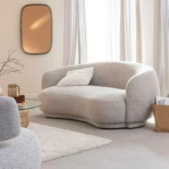 Made in Meubles Canapé<Canapé en tissu bouclette gris 3 places Maddy