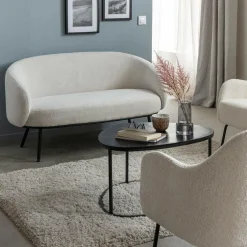 Made in Meubles Canapé<Canapé en tissu bouclette écru Filipa