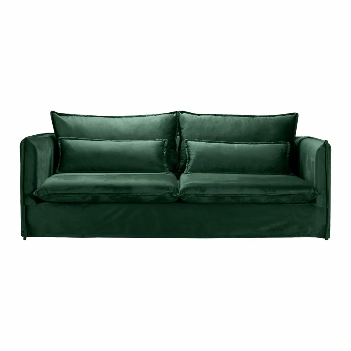 Made in Meubles Canapé<Canapé en velours vert 3 places Madrid
