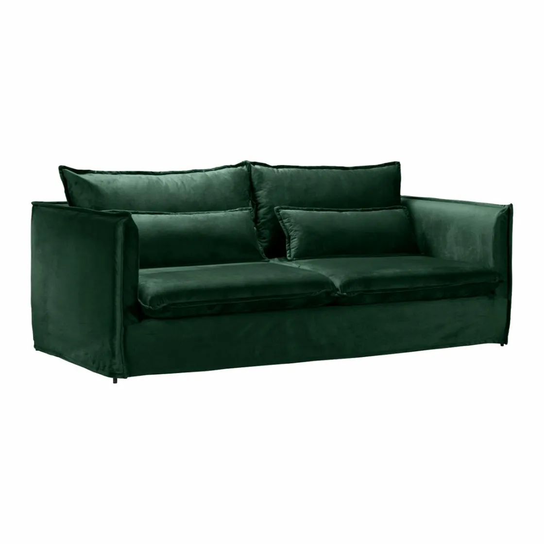 Made in Meubles Canapé<Canapé en velours vert 3 places Madrid