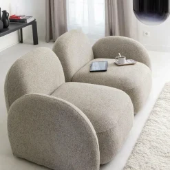 Made in Meubles Canapé<Canapé modulable 2 places en tissu bouclette gris Calya