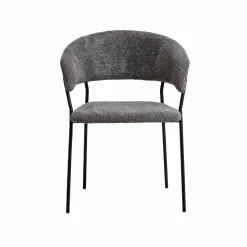 Made in Meubles Chaise<Chaise arrondie en tissu bouclette grise Kanoa (lot de 2)