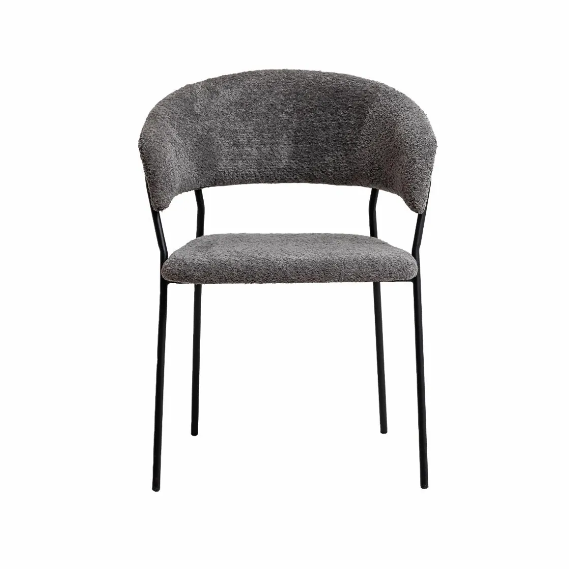 Made in Meubles Chaise<Chaise arrondie en tissu bouclette grise Kanoa (lot de 2)