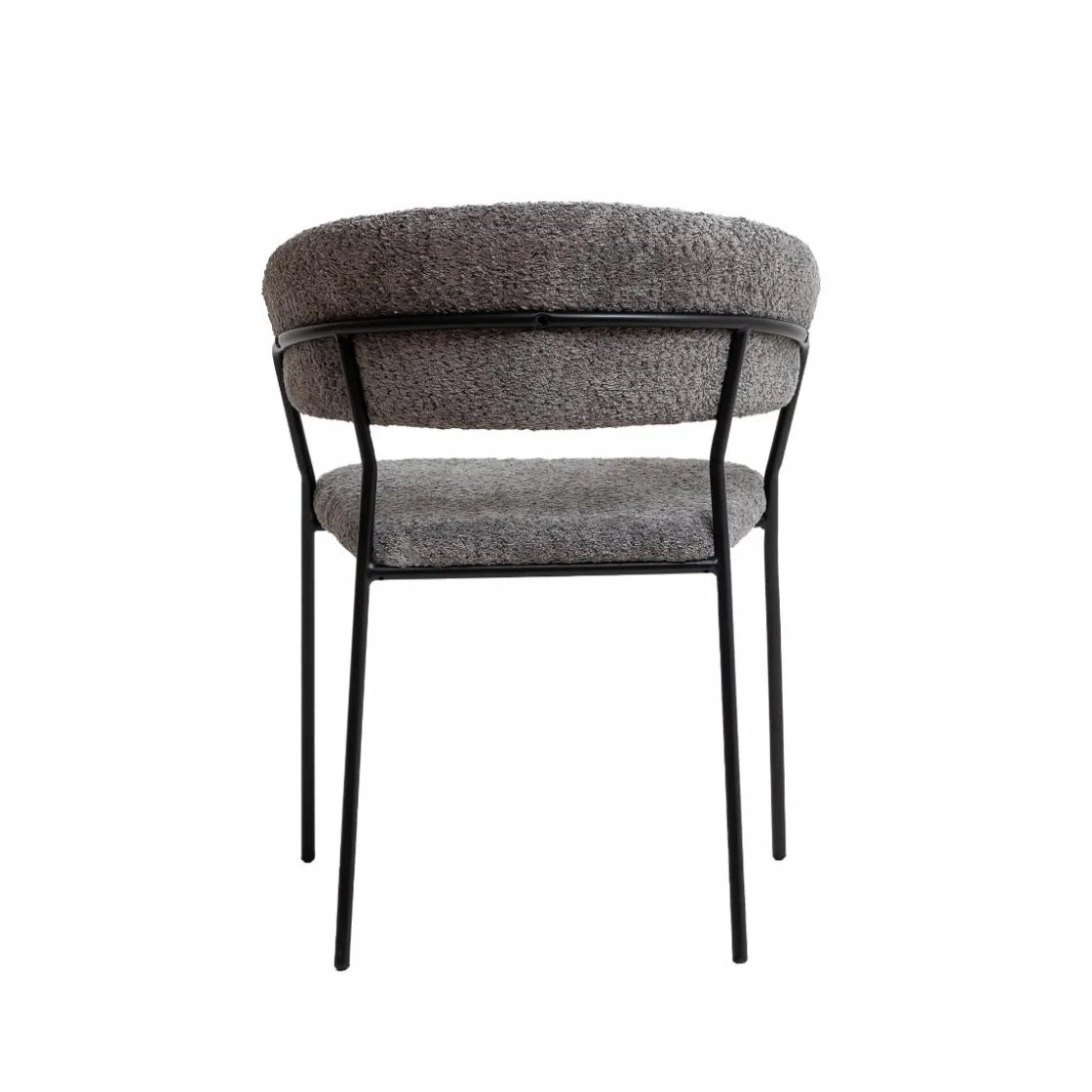 Made in Meubles Chaise<Chaise arrondie en tissu bouclette grise Kanoa (lot de 2)