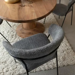 Made in Meubles Chaise<Chaise arrondie en tissu bouclette grise Kanoa (lot de 2)