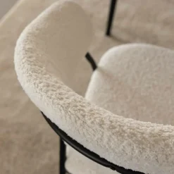 Made in Meubles Chaise<Chaise arrondie tissu bouclette blanche Kanoa (lot de 2)