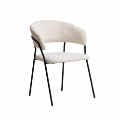 Made in Meubles Chaise<Chaise arrondie tissu bouclette blanche Kanoa (lot de 2)