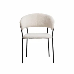 Made in Meubles Chaise<Chaise arrondie tissu bouclette blanche Kanoa (lot de 2)